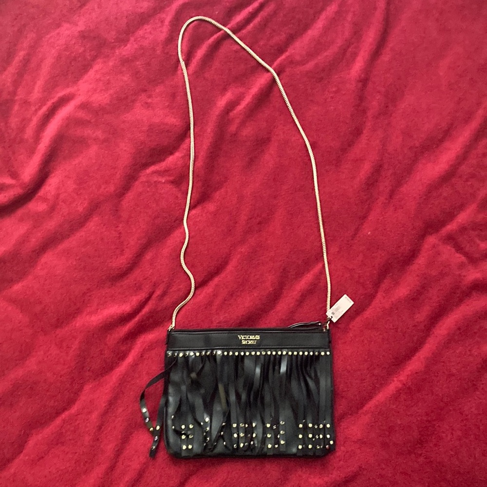 Victoria’s Secret Gold Rivets Fringe Crossbody Bag